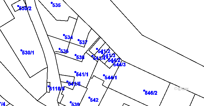 Parcela st. 541/3 v KÚ Jihlava, Katastrální mapa
