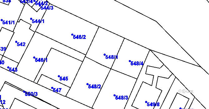 Parcela st. 548/1 v KÚ Jihlava, Katastrální mapa