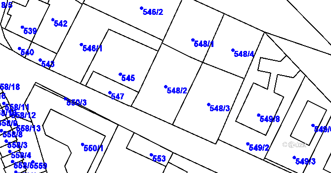 Parcela st. 548/2 v KÚ Jihlava, Katastrální mapa