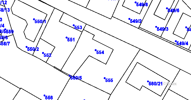 Parcela st. 554 v KÚ Jihlava, Katastrální mapa