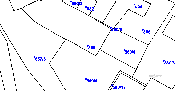 Parcela st. 556 v KÚ Jihlava, Katastrální mapa
