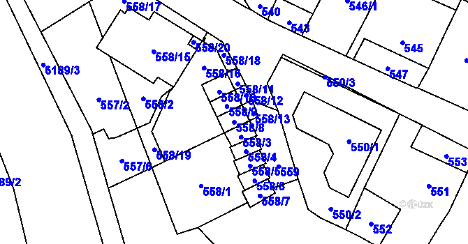 Parcela st. 558/8 v KÚ Jihlava, Katastrální mapa