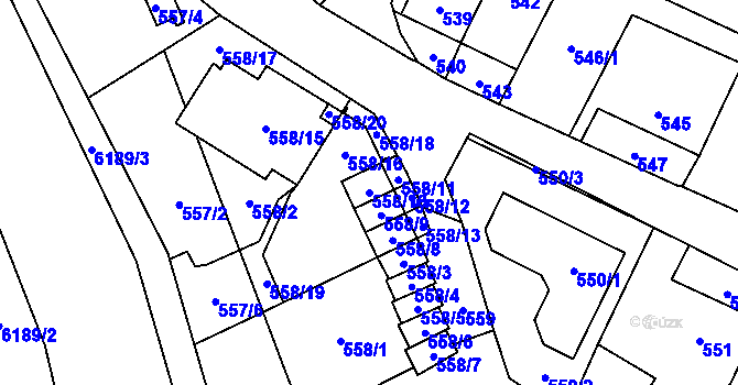 Parcela st. 558/10 v KÚ Jihlava, Katastrální mapa