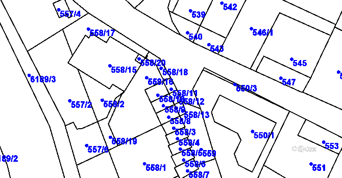 Parcela st. 558/11 v KÚ Jihlava, Katastrální mapa