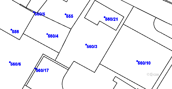 Parcela st. 560/3 v KÚ Jihlava, Katastrální mapa