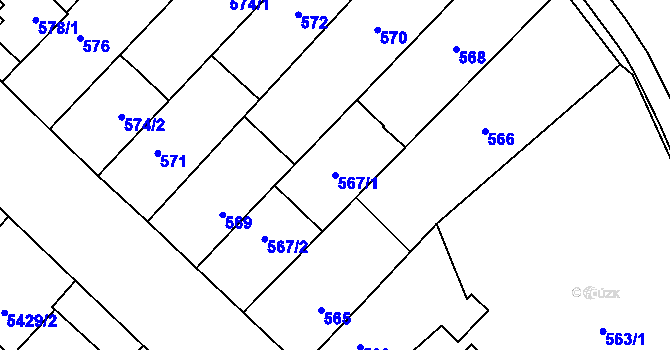 Parcela st. 567/1 v KÚ Jihlava, Katastrální mapa