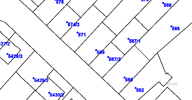 Parcela st. 569 v KÚ Jihlava, Katastrální mapa