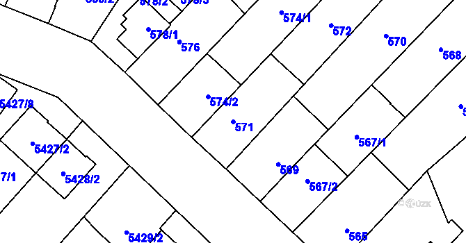 Parcela st. 571 v KÚ Jihlava, Katastrální mapa
