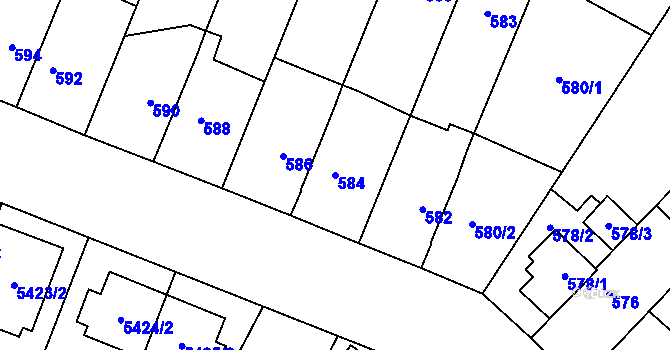Parcela st. 584 v KÚ Jihlava, Katastrální mapa