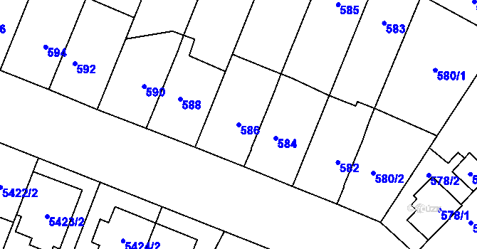 Parcela st. 586 v KÚ Jihlava, Katastrální mapa