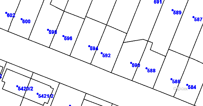 Parcela st. 592 v KÚ Jihlava, Katastrální mapa