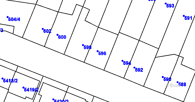 Parcela st. 596 v KÚ Jihlava, Katastrální mapa