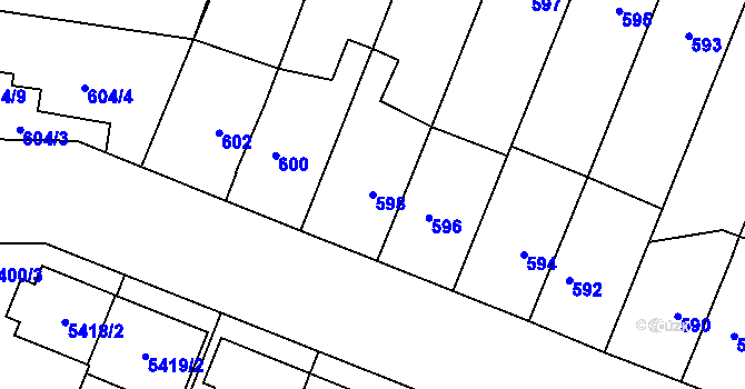 Parcela st. 598 v KÚ Jihlava, Katastrální mapa