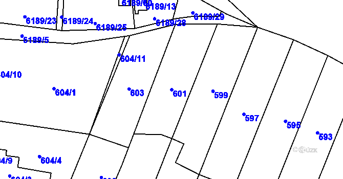 Parcela st. 601 v KÚ Jihlava, Katastrální mapa