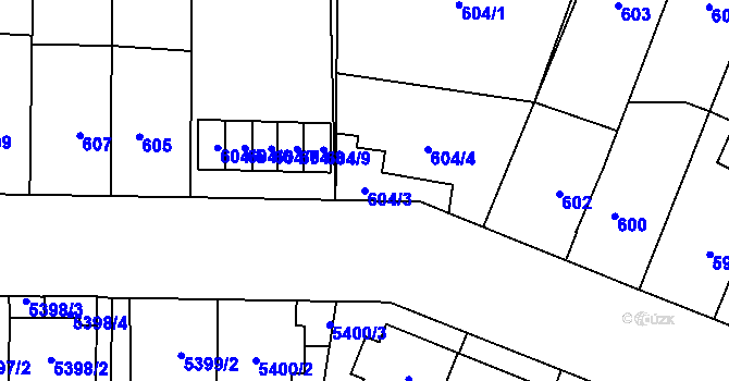 Parcela st. 604/3 v KÚ Jihlava, Katastrální mapa