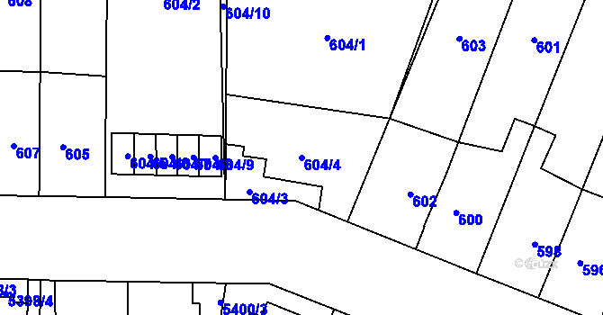 Parcela st. 604/4 v KÚ Jihlava, Katastrální mapa