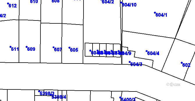 Parcela st. 604/6 v KÚ Jihlava, Katastrální mapa