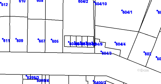 Parcela st. 604/7 v KÚ Jihlava, Katastrální mapa