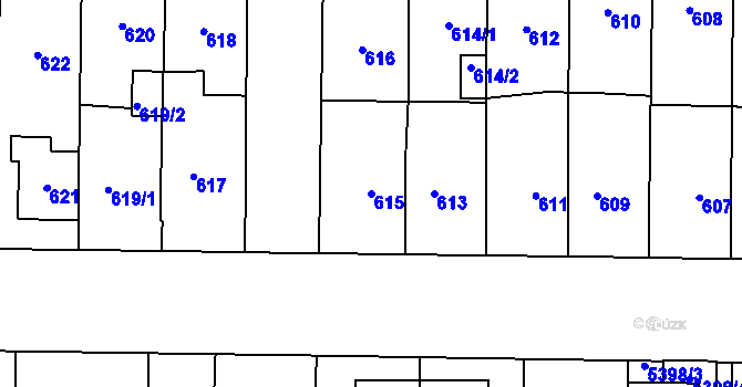 Parcela st. 615 v KÚ Jihlava, Katastrální mapa