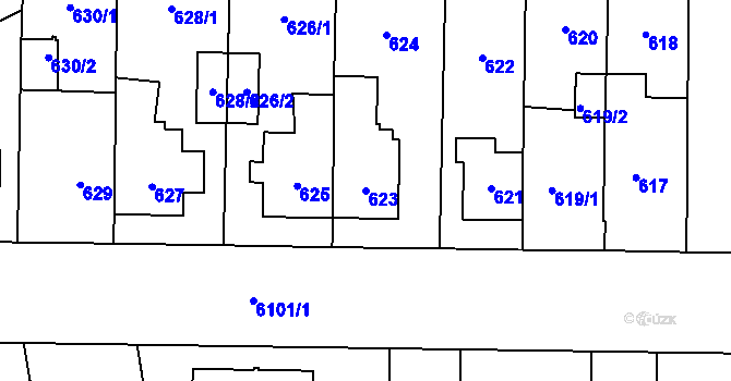 Parcela st. 623 v KÚ Jihlava, Katastrální mapa