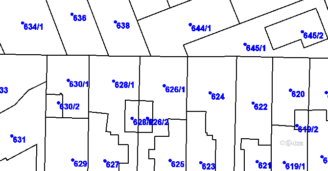 Parcela st. 626/1 v KÚ Jihlava, Katastrální mapa
