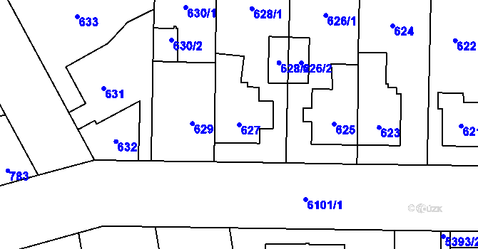 Parcela st. 627 v KÚ Jihlava, Katastrální mapa
