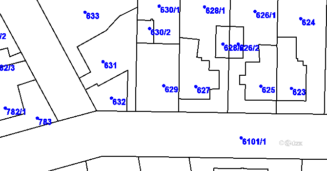 Parcela st. 629 v KÚ Jihlava, Katastrální mapa