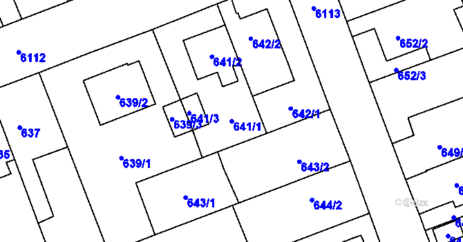 Parcela st. 641/1 v KÚ Jihlava, Katastrální mapa
