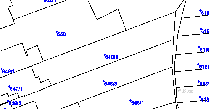 Parcela st. 648/1 v KÚ Jihlava, Katastrální mapa
