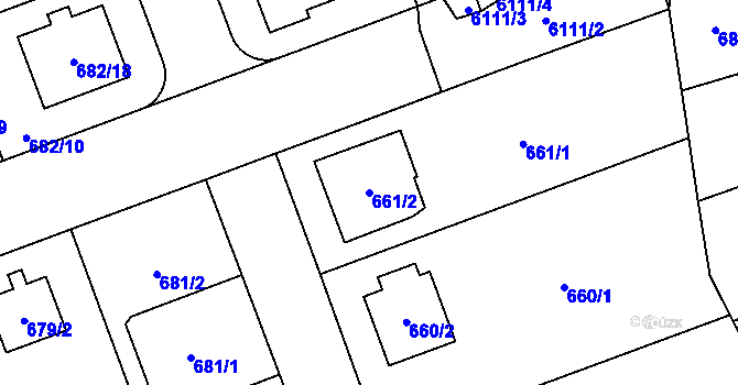 Parcela st. 661/2 v KÚ Jihlava, Katastrální mapa