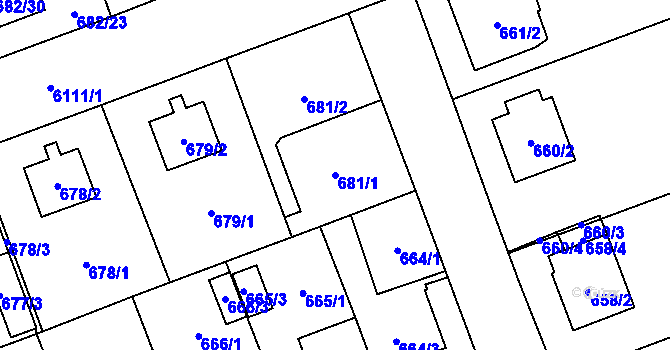 Parcela st. 681/1 v KÚ Jihlava, Katastrální mapa