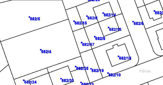 Parcela st. 682/17 v KÚ Jihlava, Katastrální mapa