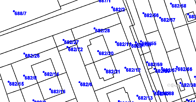 Parcela st. 682/20 v KÚ Jihlava, Katastrální mapa