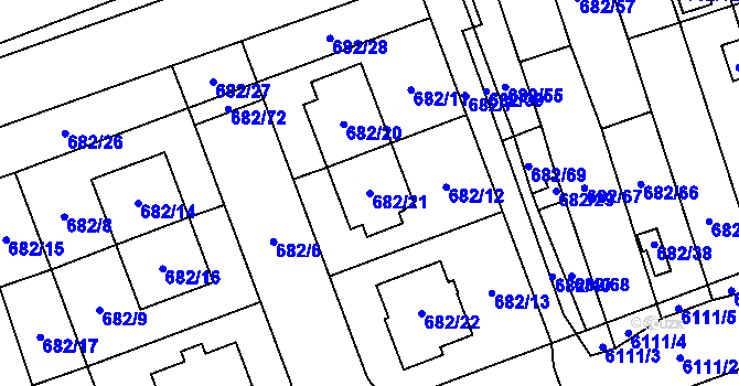 Parcela st. 682/21 v KÚ Jihlava, Katastrální mapa