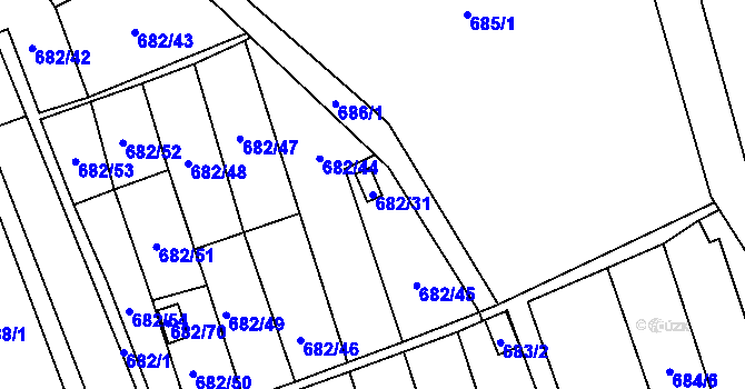Parcela st. 682/31 v KÚ Jihlava, Katastrální mapa