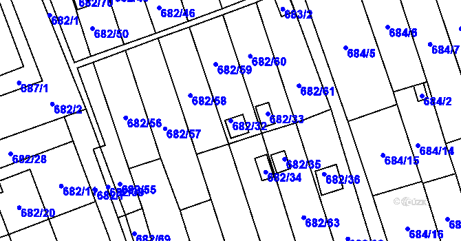 Parcela st. 682/32 v KÚ Jihlava, Katastrální mapa