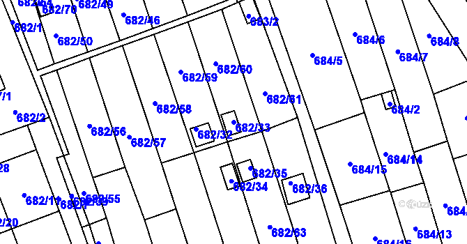 Parcela st. 682/33 v KÚ Jihlava, Katastrální mapa