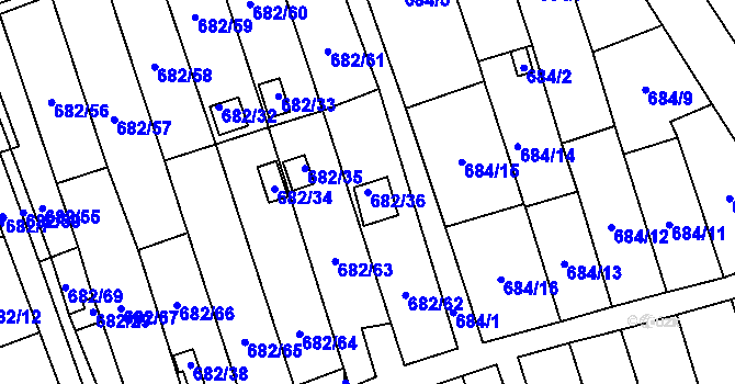 Parcela st. 682/36 v KÚ Jihlava, Katastrální mapa
