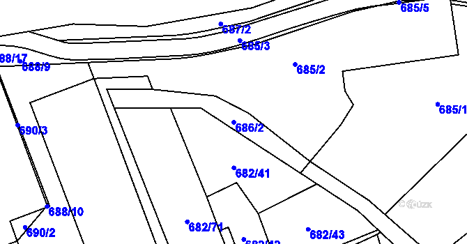 Parcela st. 686/2 v KÚ Jihlava, Katastrální mapa