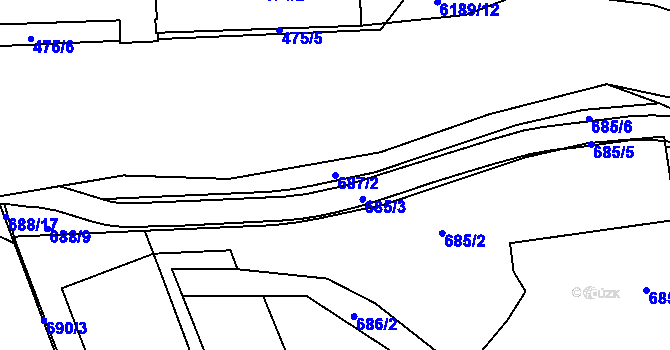 Parcela st. 687/2 v KÚ Jihlava, Katastrální mapa