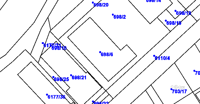 Parcela st. 698/6 v KÚ Jihlava, Katastrální mapa