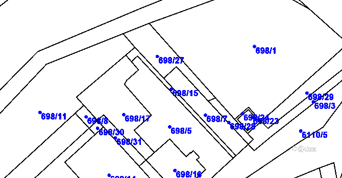 Parcela st. 698/15 v KÚ Jihlava, Katastrální mapa