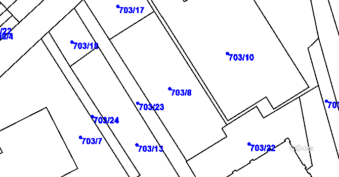 Parcela st. 703/8 v KÚ Jihlava, Katastrální mapa
