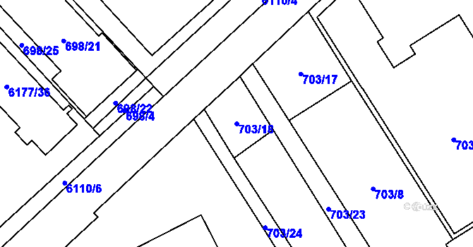 Parcela st. 703/18 v KÚ Jihlava, Katastrální mapa
