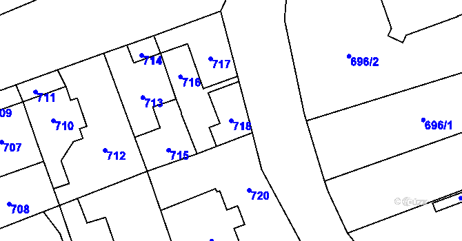 Parcela st. 718 v KÚ Jihlava, Katastrální mapa