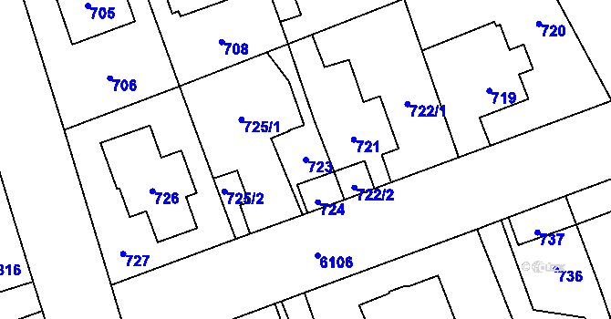 Parcela st. 723 v KÚ Jihlava, Katastrální mapa