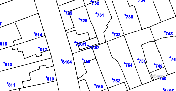 Parcela st. 730/2 v KÚ Jihlava, Katastrální mapa