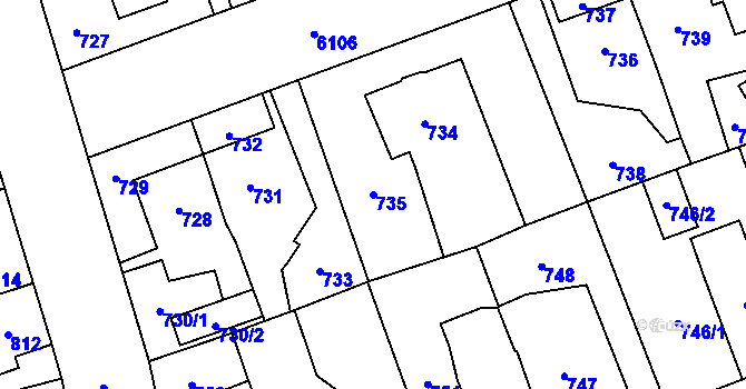 Parcela st. 735 v KÚ Jihlava, Katastrální mapa