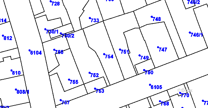Parcela st. 754 v KÚ Jihlava, Katastrální mapa