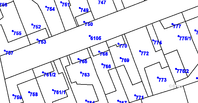 Parcela st. 768 v KÚ Jihlava, Katastrální mapa